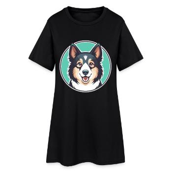 Norrbottenspets Chien Race Dessin animé Kawaii Clipart - Robe T-shirt Femme - noir - Devant