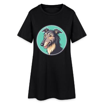 Pampas Deerhound Dog Breed Cartoon Kawaii Clipart - Women’s T-Shirt Dress - black - Front