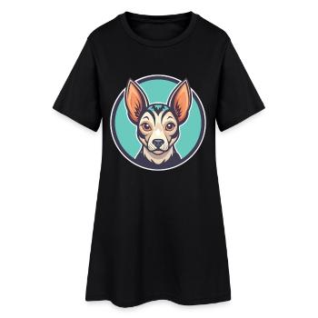 Péruvien Inca Orchidée Chien Race Dessin Animé Kawaii Pet - Robe T-shirt Femme - noir - Devant