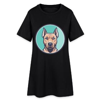 Phu Quoc Ridgeback Dog Breed Cartoon Kawaii - Women’s T-Shirt Dress - black - Front