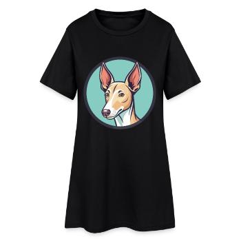 Podenco Ibicenco Chien Race Dessin animé Kawaii Clipart - Robe T-shirt Femme - noir - Devant