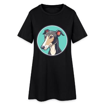 Lévrier polonais chien race dessin animé Kawaii Clipart - Robe T-shirt Femme - noir - Devant