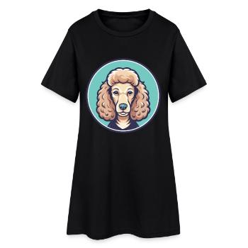 Caniche chien race dessin animé Kawaii Clipart animal de compagnie - Robe T-shirt Femme - noir - Devant