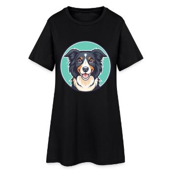 Chien de berger picard, race de chien, dessin animé, Kawaii, Clipart - Robe T-shirt Femme - noir - Devant