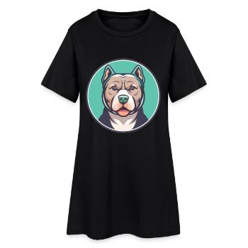 Pitbull Chien Race Dessin Animé Personnage Kawaii Clipart - Robe T-shirt Femme - noir - Devant