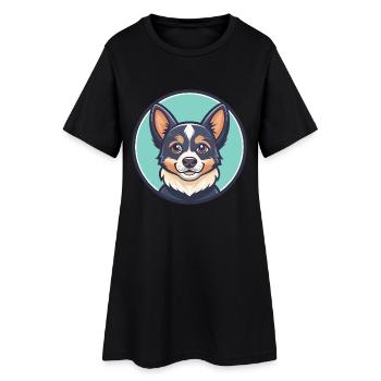Porcelaine Dog Breed Cartoon Kawaii Clipart Animal - Women’s T-Shirt Dress - black - Front