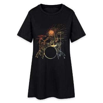 Batteur Look Vintage - Robe T-shirt Femme - noir - Devant