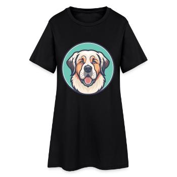 Dogue des Pyrénées Chien Race Dessin animé Kawaii Clipart - Robe T-shirt Femme - noir - Devant
