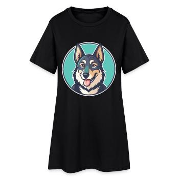 Saarlooswolfhond Chien Race Dessin animé Kawaii Clipart - Robe T-shirt Femme - noir - Devant