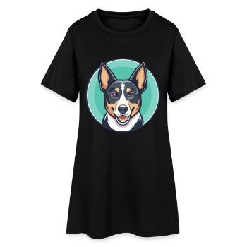 Saint Miguel Cattle Dog Breed Funny Cartoon Kawaii - Women’s T-Shirt Dress - black - Front