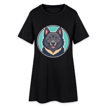 Schipperke Chien Race Dessin animé Kawaii Clipart Animal - Robe T-shirt Femme - noir - Devant