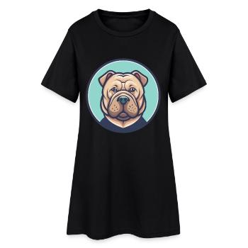 Shar Pei Chien Race Coloré Dessin animé Kawaii Clipart - Robe T-shirt Femme - noir - Devant