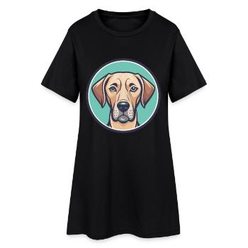 Rhodesian Ridgeback Chien Race Drôle Dessin Animé Kawaii - Robe T-shirt Femme - noir - Devant
