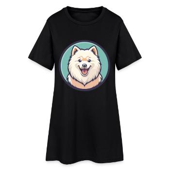 Samoyed Dog Breed Cartoon Character Kawaii Clipart - Women’s T-Shirt Dress - black - Front