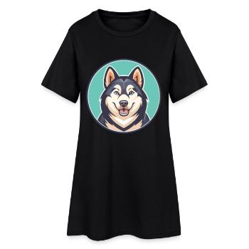 Sachalin Husky Hunderasse Cartoon Kawaii Clipart - Frauen T-Shirt-Kleid - Schwarz - Vorne