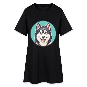 Husky sibérien chien race dessin animé Kawaii Clipart - Robe T-shirt Femme - noir - Devant