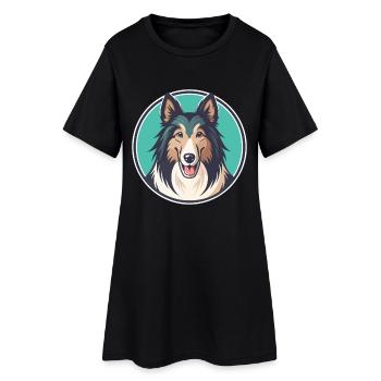 Scotch Collie Chien Race Dessin animé Kawaii Clipart Animal de compagnie - Robe T-shirt Femme - noir - Devant