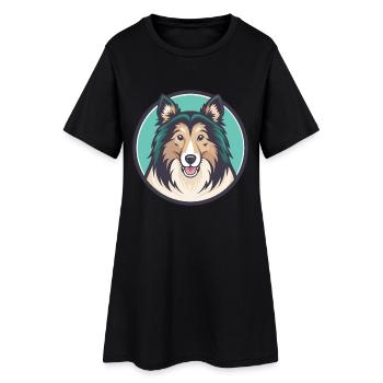 Shetland chien de berger chien race dessin animé Kawaii Clipart - Robe T-shirt Femme - noir - Devant