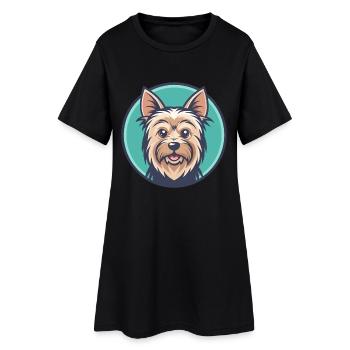 Silky Terrier Chien Race Dessin animé Kawaii Clipart Animal de compagnie - Robe T-shirt Femme - noir - Devant