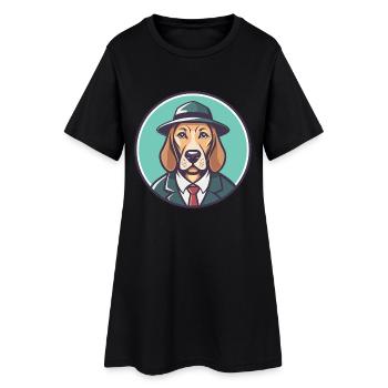 Détective chien chien race dessin animé Kawaii Clipart animal de compagnie - Robe T-shirt Femme - noir - Devant