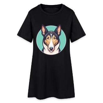 Smooth Collie Dog Breed Cartoon Kawaii Clipart Pet - Women’s T-Shirt Dress - black - Front