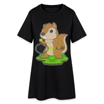 Raquettes de tennis écureuil - Robe T-shirt Femme - noir - Devant
