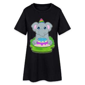 Elephant Birthday Cake - Women’s T-Shirt Dress - black - Front