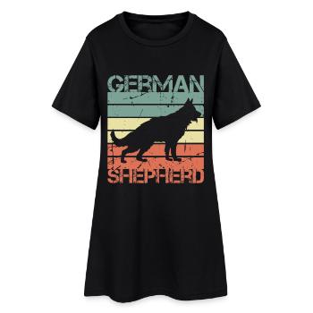 Retro Deutscher Schäferhund - Frauen T-Shirt-Kleid - Schwarz - Vorne