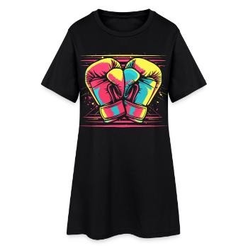 Gants de boxe Look Comic - Robe T-shirt Femme - noir - Devant