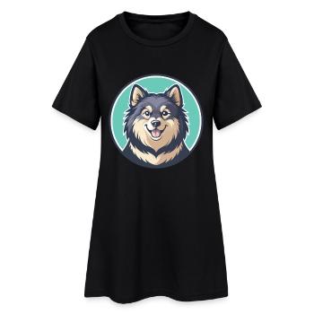 Suédois Laponie Chien Race Dessin animé Kawaii Clipart - Robe T-shirt Femme - noir - Devant
