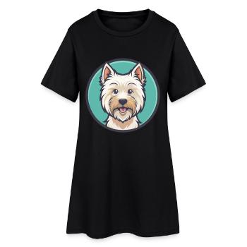 West Highland Terrier Chien Race Dessin Animé Kawaii Pet - Robe T-shirt Femme - noir - Devant