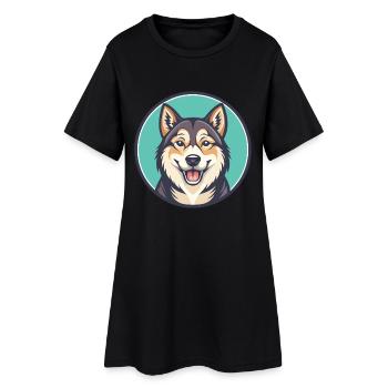 Sibérie occidentale Laïka race de chien drôle dessin animé Kawaii - Robe T-shirt Femme - noir - Devant