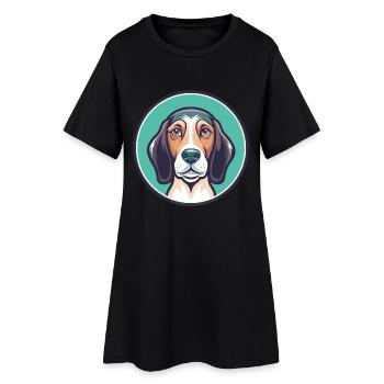 Trigg Hound Chien Race Drôle Dessin animé Kawaii Clipart - Robe T-shirt Femme - noir - Devant
