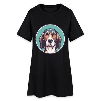 Vanjari Hound Chien Race Dessin animé Kawaii Clipart Animal de compagnie - Robe T-shirt Femme - noir - Devant