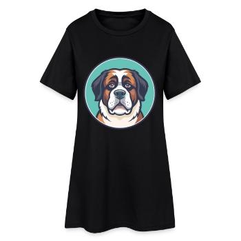 St Bernard Chien Race Dessin Animé Kawaii Clipart Animal - Robe T-shirt Femme - noir - Devant