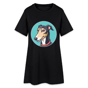 Staghound Chien Race Dessin animé Kawaii Clipart Animal - Robe T-shirt Femme - noir - Devant