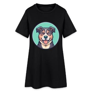 Stephens Cur Chien Race Dessin animé Kawaii Clipart Animal de compagnie - Robe T-shirt Femme - noir - Devant
