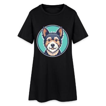 Teddy Roosevelt Terrier Hunderasse Karikatur Kawaii - Frauen T-Shirt-Kleid - Schwarz - Vorne