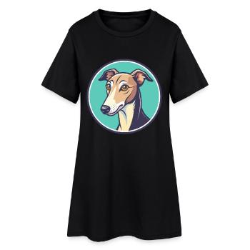 Whippet Chien Race Dessin animé Personnage Kawaii Clipart - Robe T-shirt Femme - noir - Devant