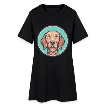 Clipart Kawaii de dessin animé de race de chien Vizsla à poil dur - Robe T-shirt Femme - noir - Devant