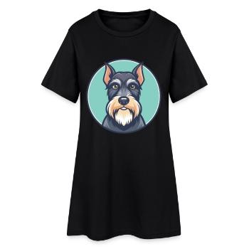 Dessin animé kawaii de race de chien Schnauzer standard - Robe T-shirt Femme - noir - Devant