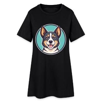 Dessin animé de race de chien de Taiwan Kawaii Clipart Animal de compagnie - Robe T-shirt Femme - noir - Devant