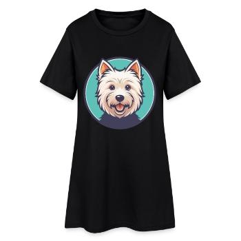 West Highland White Terrier Dog Breed Cartoon Pet - Women’s T-Shirt Dress - black - Front