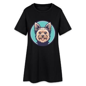 Yorkshire Terrier Chien Race Dessin animé Kawaii Clipart - Robe T-shirt Femme - noir - Devant