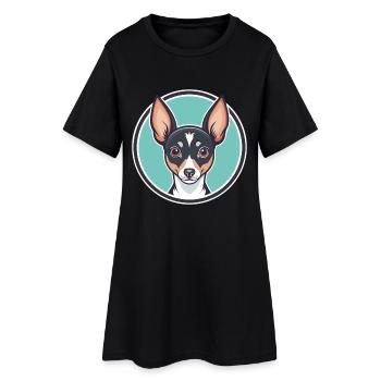 Jouet Fox Terrier Chien Race Dessin animé Kawaii Clipart - Robe T-shirt Femme - noir - Devant