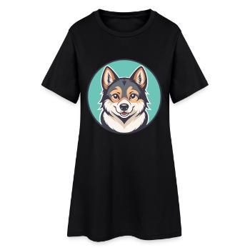 Volpino Italiano Chien Race Dessin animé Kawaii Clipart - Robe T-shirt Femme - noir - Devant