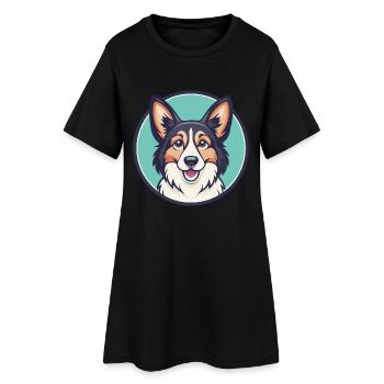 Chien de berger gallois Chien Race Dessin animé Kawaii Clipart - Robe T-shirt Femme - noir - Devant