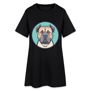 Transmontano Mastiff Chien Race Dessin animé Kawaii Pet - Robe T-shirt Femme - noir - Devant