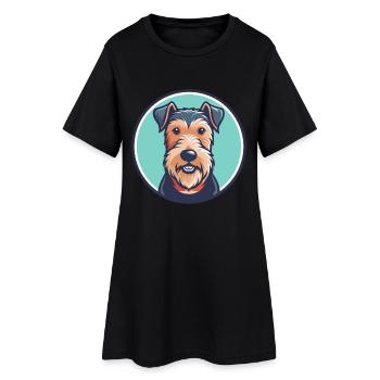 Welsh Terrier Chien Race Dessin animé Kawaii Clipart Animal de compagnie - Robe T-shirt Femme - noir - Devant