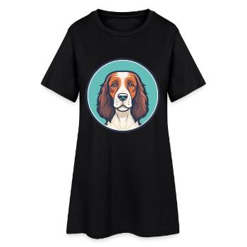 Welsh Springer Spaniel Chien Race Dessin Animé Kawaii - Robe T-shirt Femme - noir - Devant